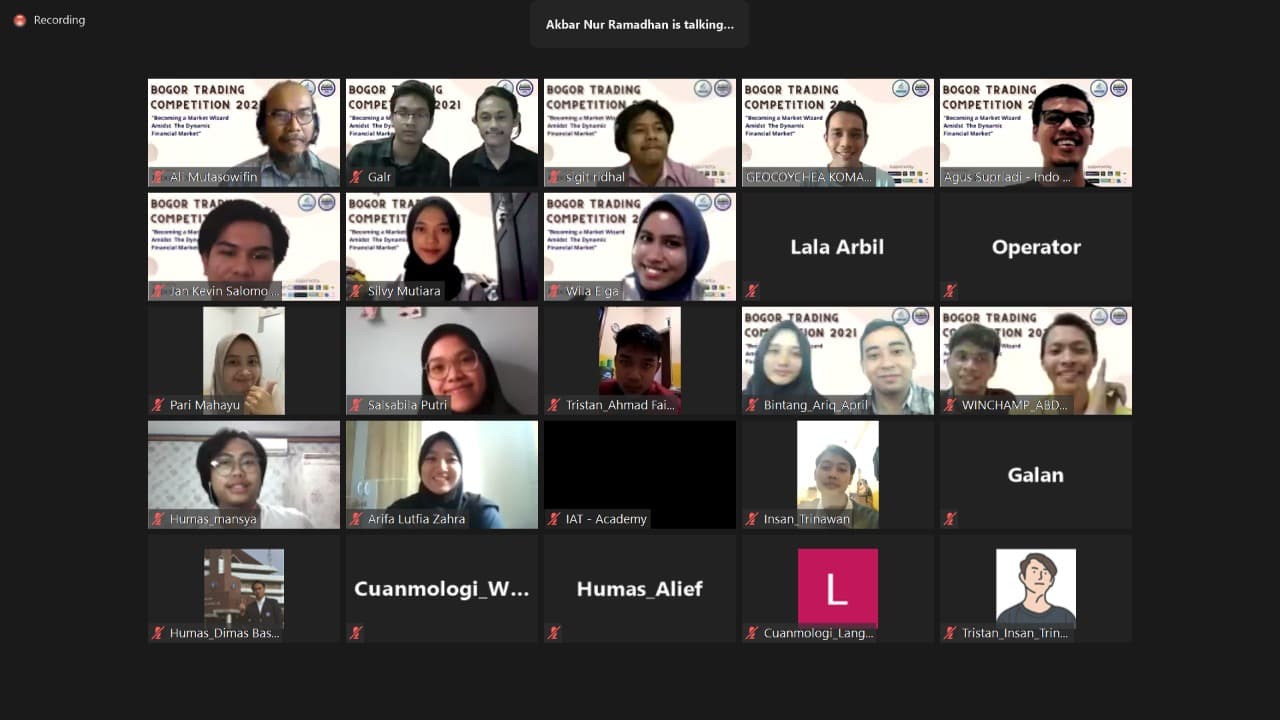 Bogor Trading Competition 2021 Diikuti Mahasiswa dari Turki, Jerman dan Malaysia