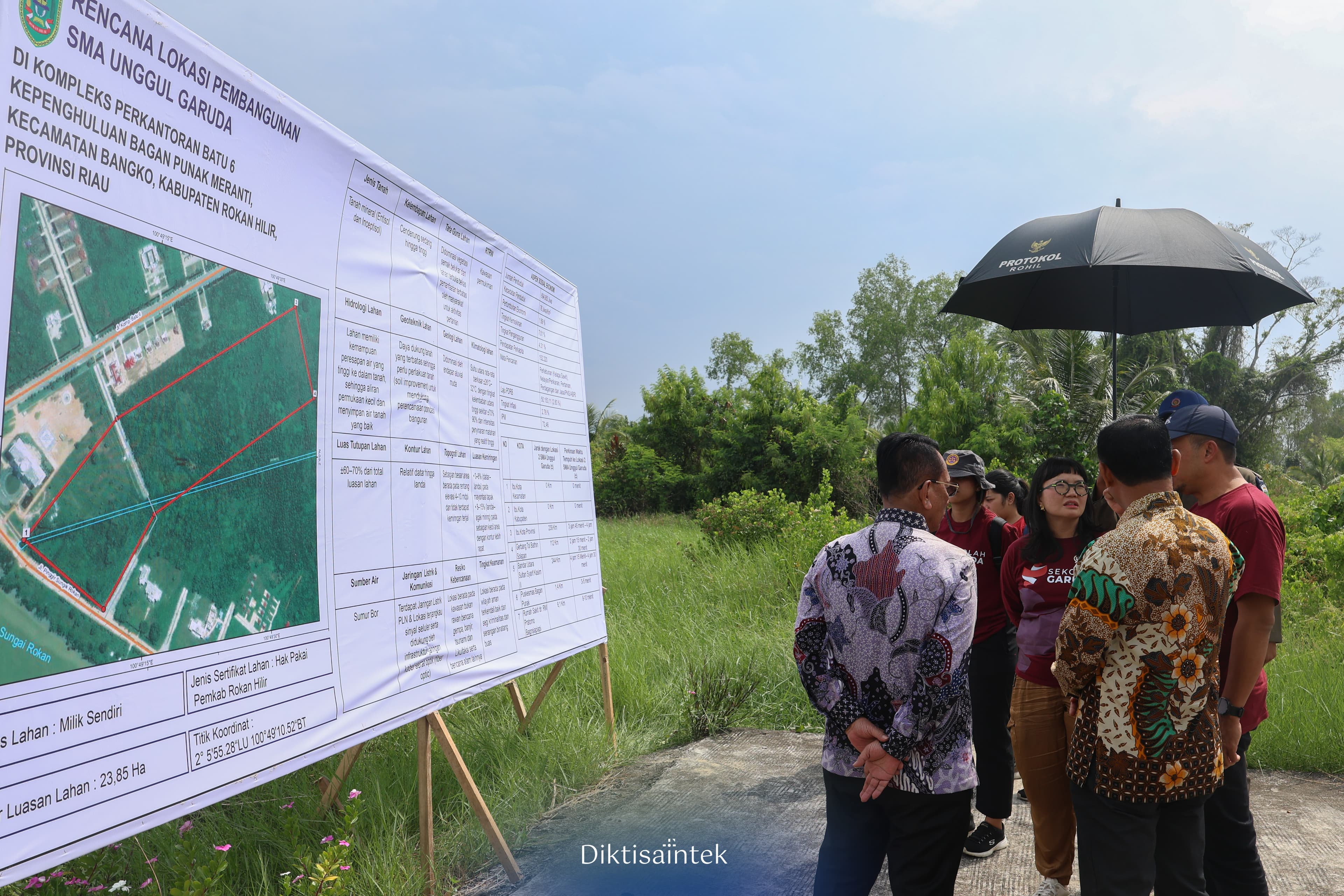 Wamendiktisaintek Tinjau Calon Lokasi SMA Unggul Garuda di Rokan Hilir