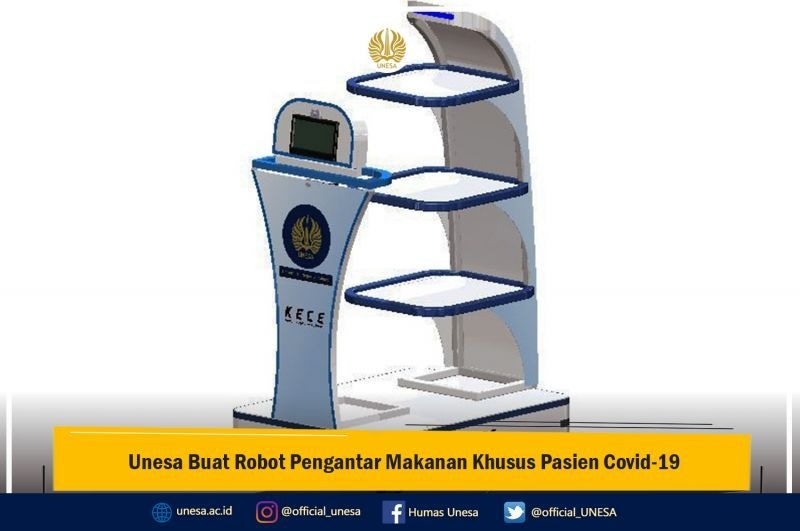 Unesa Buat Robot Pengantar Makanan Khusus Pasien Covid-19