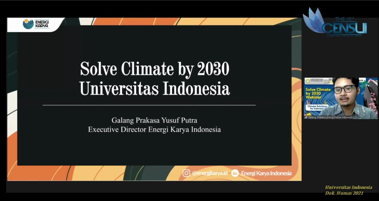 Solve Climate By 2030 Webinar: Pemulihan Ekonomi Hijau, Solusi Iklim, dan Transisi yang Adil dalam Konteks Lokal