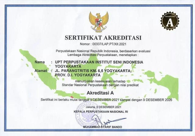 UPT Perpustakaan ISI Yogyakarta Kembali Raih Akreditasi A