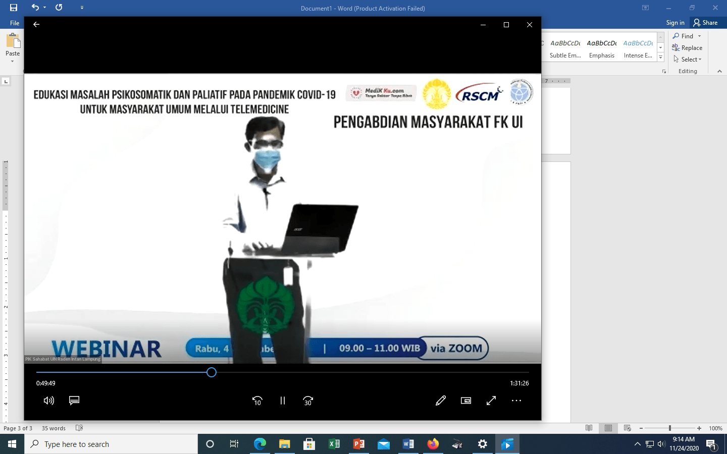 FKUI Edukasi Kesehatan Psikosomatik dan Paliatif melalui Telemedicine di Era Pandemi COVID-19