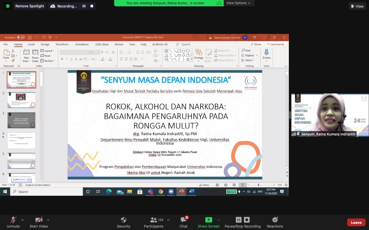 FKG UI Edukasi Cegah Perilaku Berisiko pada Kesehatan Gigi dan Mulut kepada Remaja SMA di Jakarta