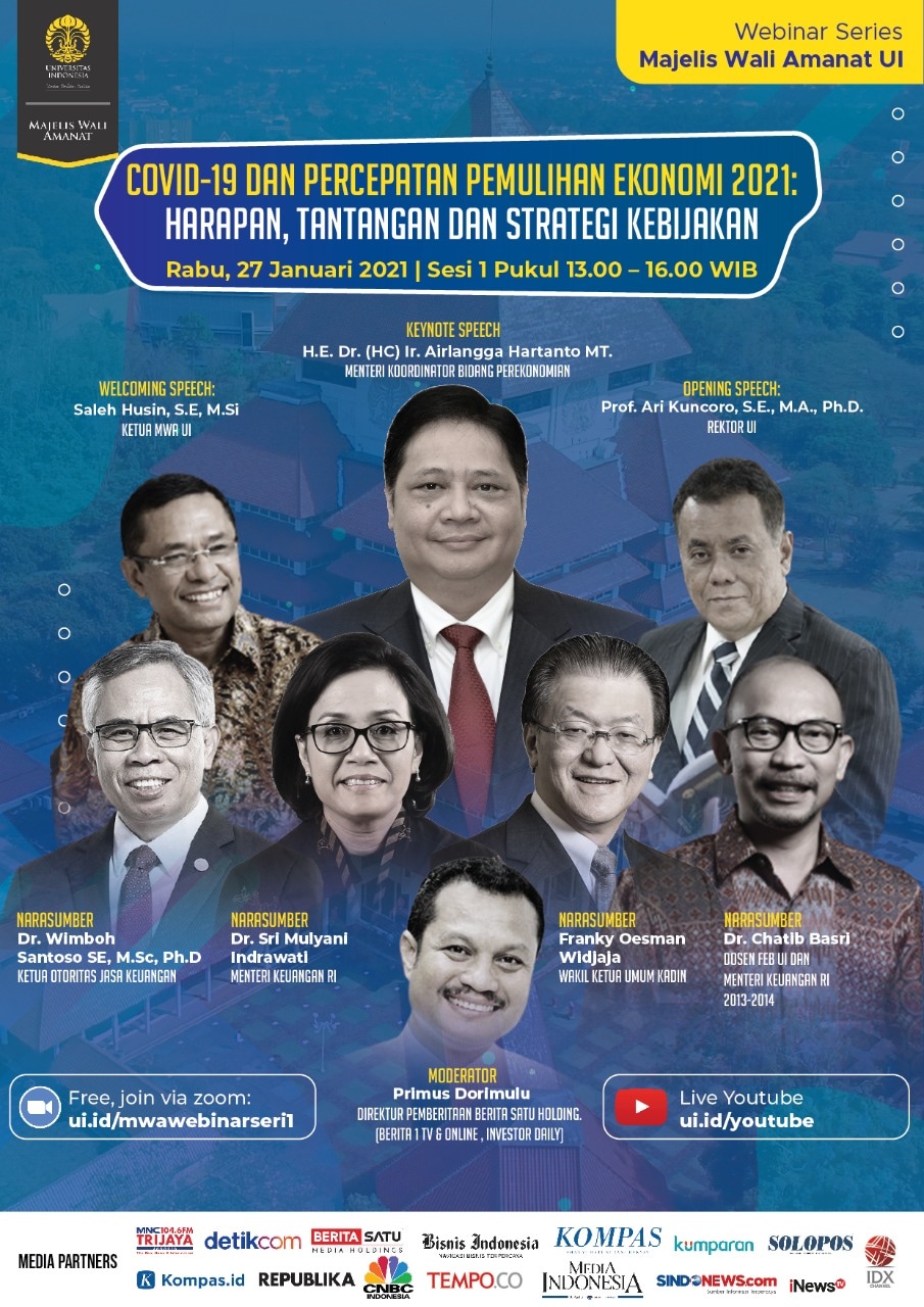 Majelis Wali Amanat UI akan Selenggarakan Webinar Bahas Percepatan Pemulihan Ekonomi 2021