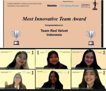 TIM RED VELVET FEB UI RAIH THE MOST INNOVATIVE TEAM / 1ST RUNNER UP DALAM ICAEW GREATER CHINA AND SOUTHEAST ASIA BUSINESS CHALLENGE 2021