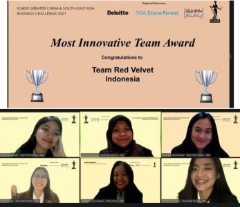 TIM RED VELVET FEB UI RAIH THE MOST INNOVATIVE TEAM / 1ST RUNNER UP DALAM ICAEW GREATER CHINA AND SOUTHEAST ASIA BUSINESS CHALLENGE 2021