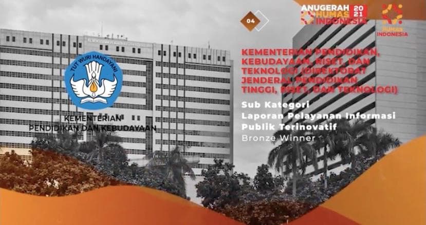 Ditjen Diktiristek Raih Dua Penghargaan dari Anugerah Humas Indonesia 2021 untuk Kategori Pelayanan Informasi Publik