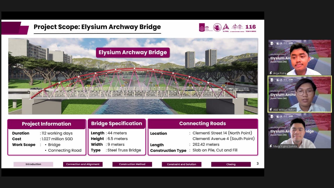 Tim ITS Raih Perunggu NTU Bridge Design Competition
