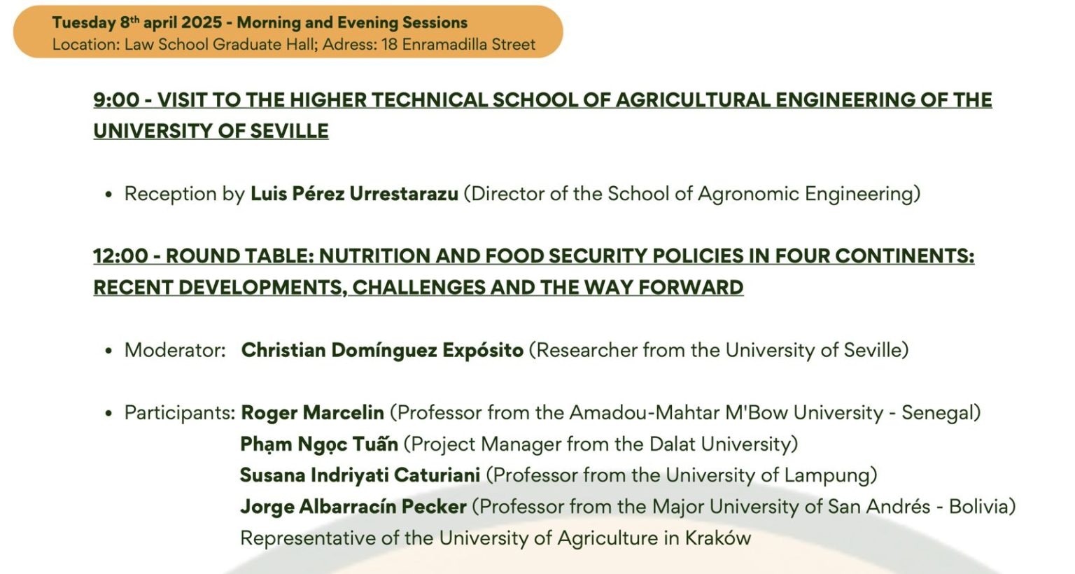 Dosen Unila Wakili Asia Tenggara dalam Forum Internasional Kebijakan Ketahanan Pangan di Universitas Sevilla