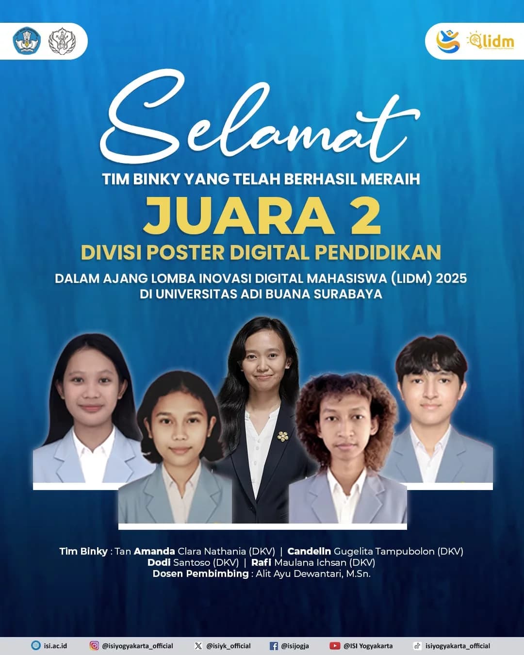 Generasi Kreatif ISI Yogyakarta Torehkan Juara 2 Poster Digital Pendidikan di LIDM 2025