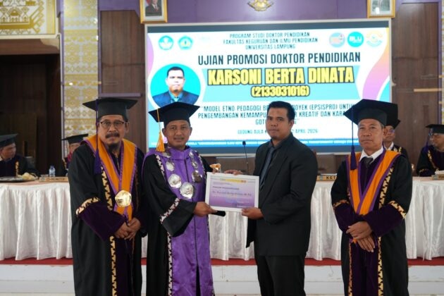 Promosi Doktor di Unila, Karsoni Perkenalkan Model Pembelajaran Berbasis Budaya untuk Kembangkan Kreativitas Siswa