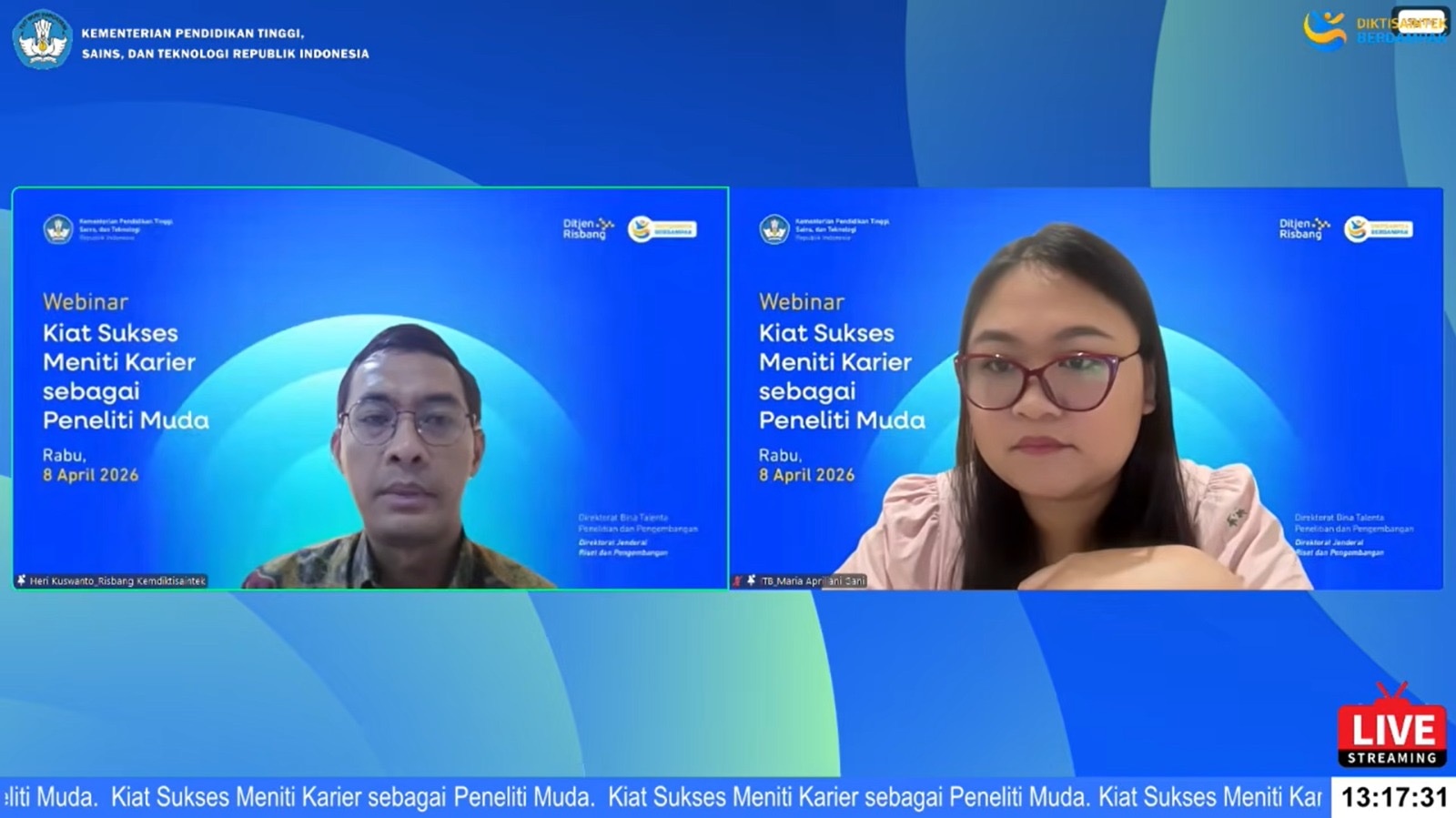 Perkuat Talenta Riset, Ditjen Risbang Gelar Webinar “Kiat Sukses Meniti Karier sebagai Peneliti Muda