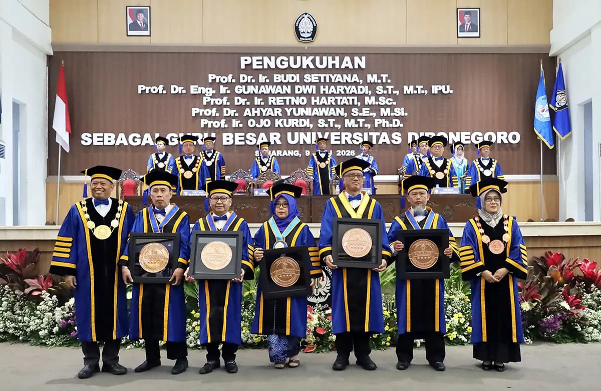 Kukuhkan 5 Guru Besar Baru, UNDIP Perkuat Kontribusi Inovasi Berdampak untuk Masyarakat